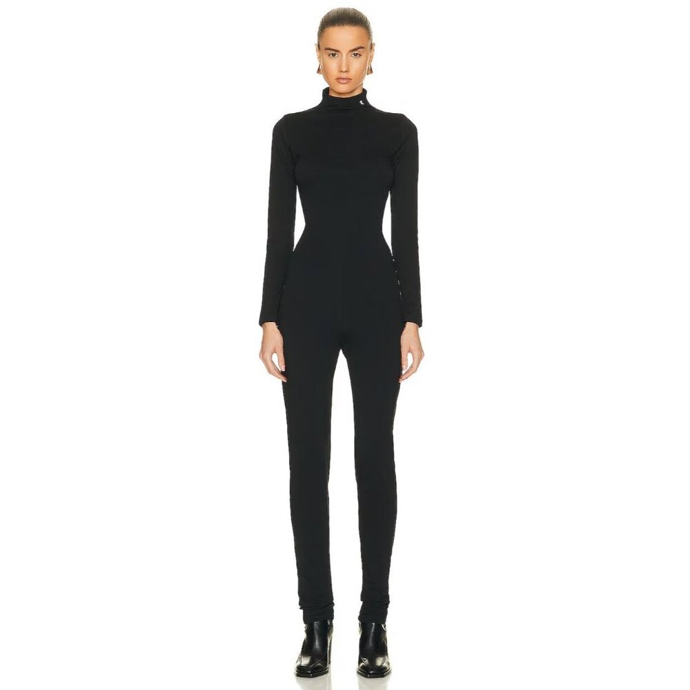 RAF SIMONS Womens Turtleneck Jersey Bodysuit Jumpsuit in Black Small New Catsuit